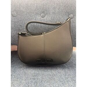 Steve Madden Black Faux Leather Shoulder Bag Curved Hobo Style